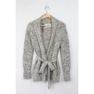 Scotch & Soda Maison Scotch Marled Belted Cardigan Sweater White Black Small